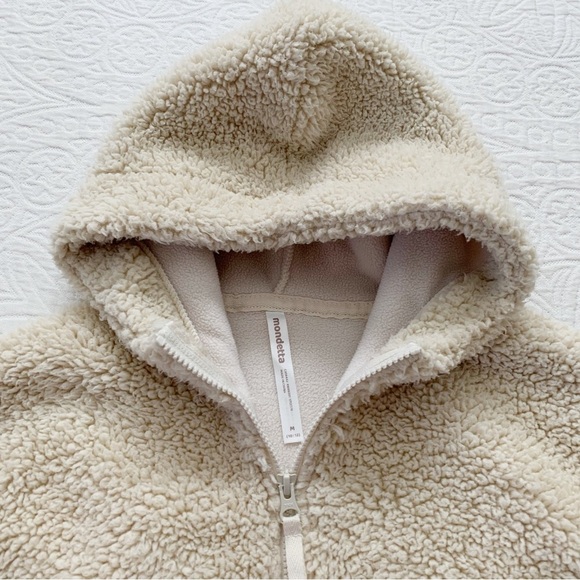 Mondetta Girls' Long Sleeve‎ Sherpa Half-Zip Hooded Pullover, Beige - Picture 5 of 7